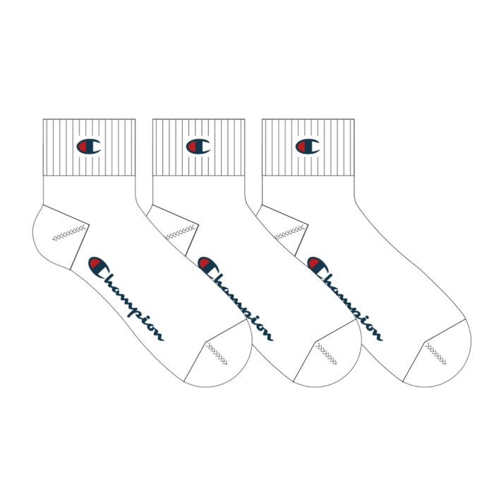 Ponožky Champion biele 3 páry 3pk Quarter Socks U24559 WW001
