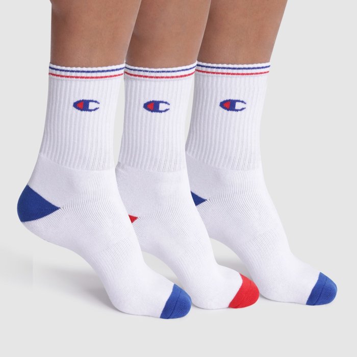 Ponožky CHAMPION biele 3 páry CREW SOCKS U20013 WW001 WHT