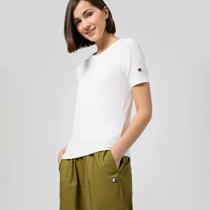 Tričko CHAMPION biele Crewneck T Shirt 117601 WW003 STR