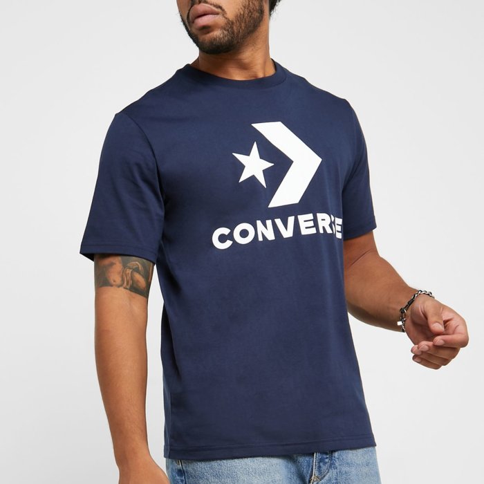 Tričko Converse modré M STAR CHEVRON TEE 10018568 A04