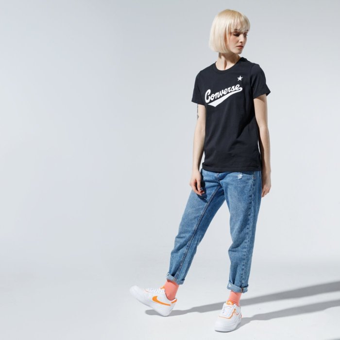 Tričko Converse čierne W CENTER FRONT LOGO TEE 10018268-A01