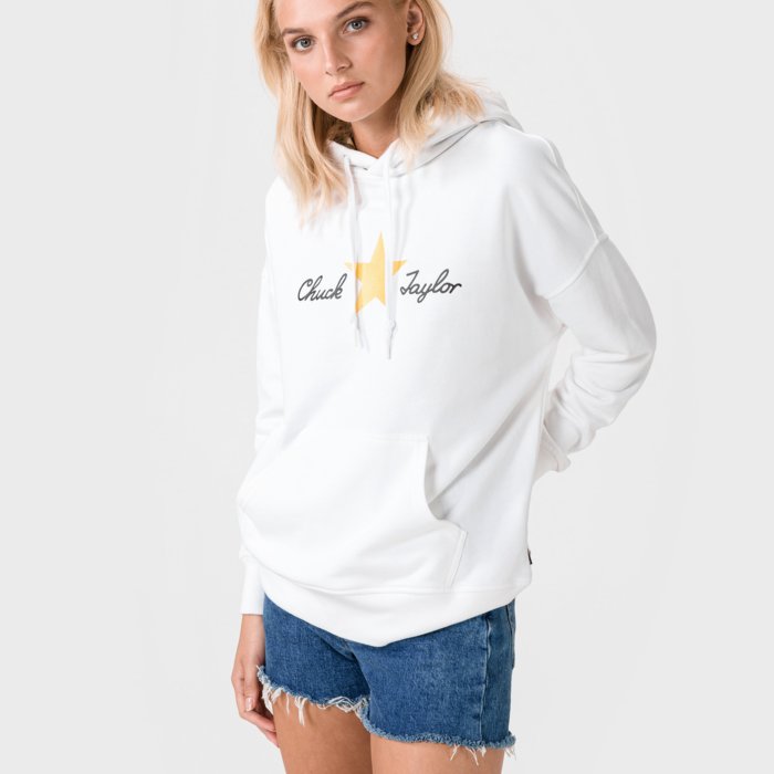 Mikina Converse biela W CHUCK TAYLOR PLAID OS HOODIE 10020517-A01