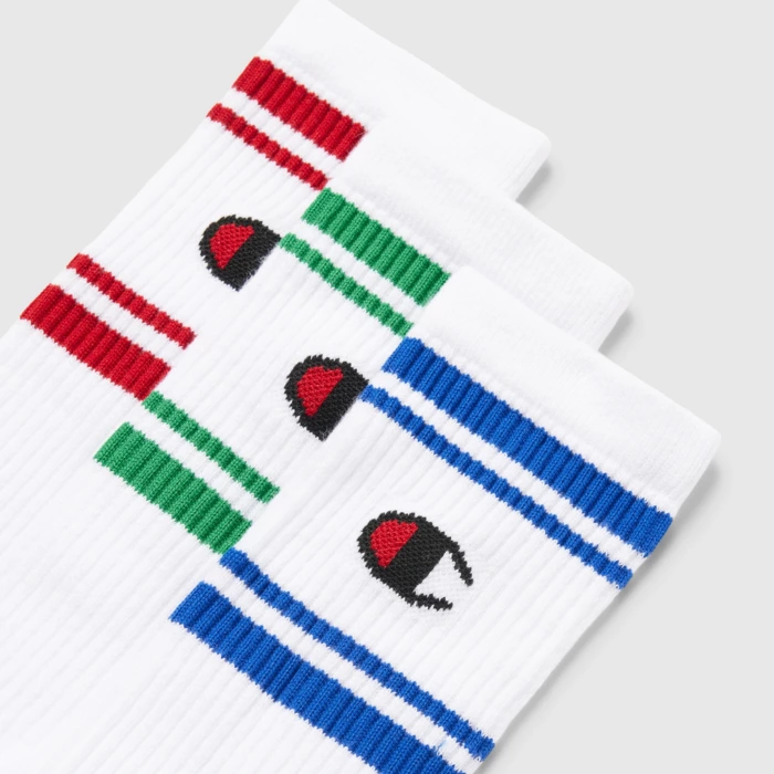 Ponožky Champion biele 3 páry 3pk Crew Socks U20081 WW001 WHT