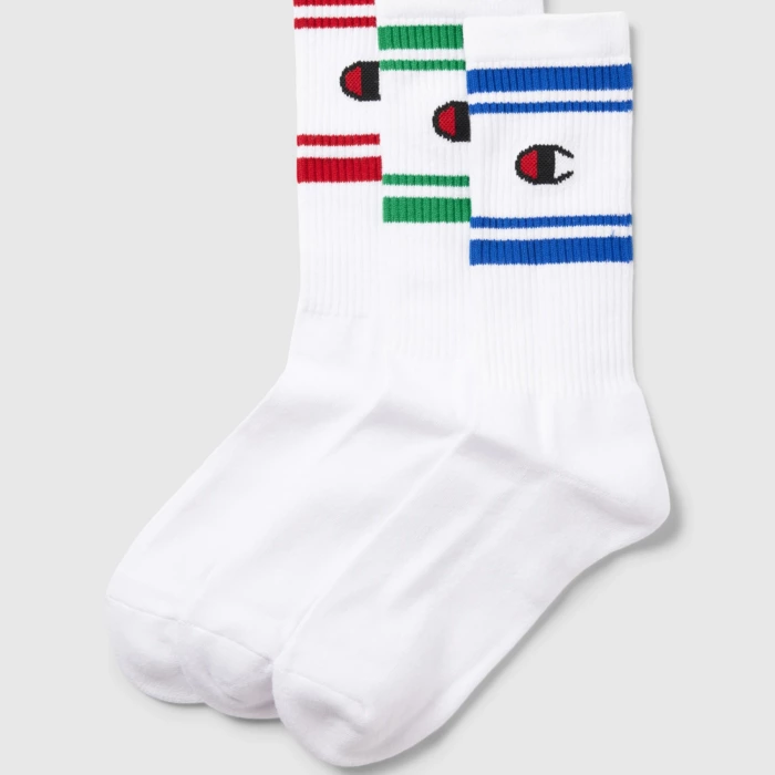 Ponožky Champion biele 3 páry 3pk Crew Socks U20081 WW001 WHT