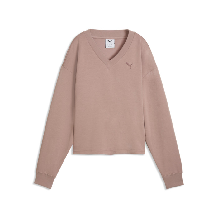 Mikina PUMA fialová ESS ELEVATED V Neck Crew DK 691816 88