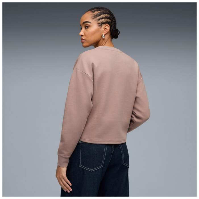 Mikina PUMA fialová ESS ELEVATED V Neck Crew DK 691816 88