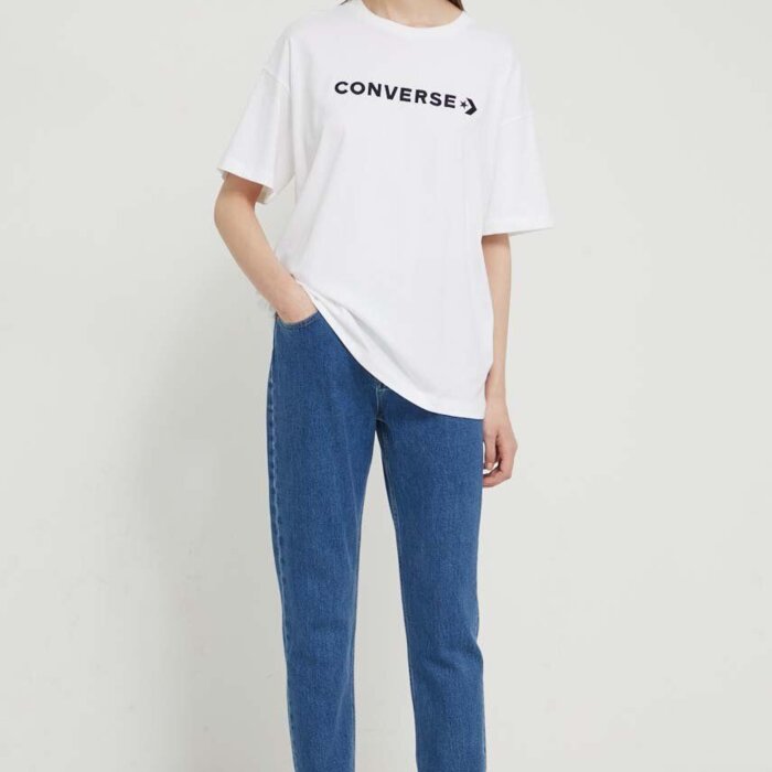 Tričko Converse biele W CF STRIP WORDMARK SS TEE 10026044 A01