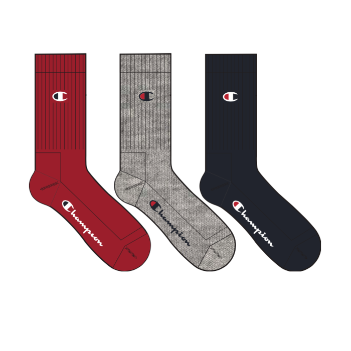 Ponožky Champion farebné 3 páry 3pk Crew Socks U24558 RS010 RIR/OXG/NNY