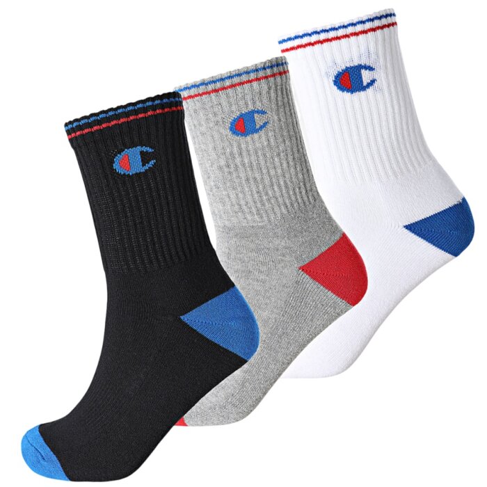 Ponožky CHAMPION farebné 3 páry CREW SOCKS U20013 KK001 NBK/WHT/OXGM