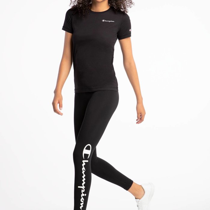 Legíny Champion čierne W 3/4 Crop Leggings  Logo 114449 KK001 NBK