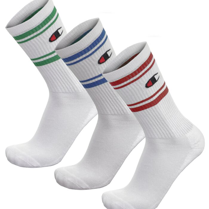Ponožky Champion biele 3 páry 3pk Crew Socks U20081 WW001 WHT