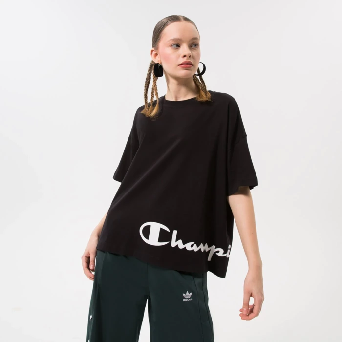 Tričko CHAMPION čierne Crewneck Croptop 115425 KK001 NBK