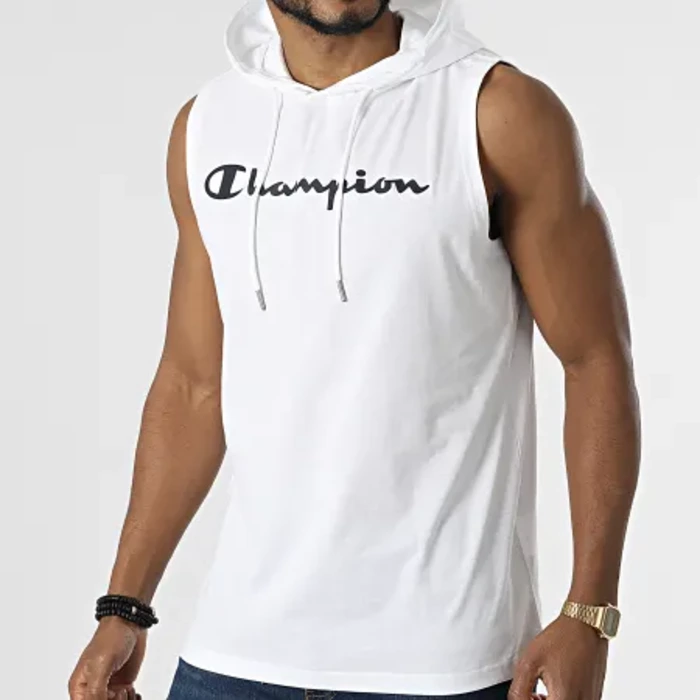 Tielko CHAMPION biele M Hooded Sleeveless T Shirt 218534 WW001 WHT