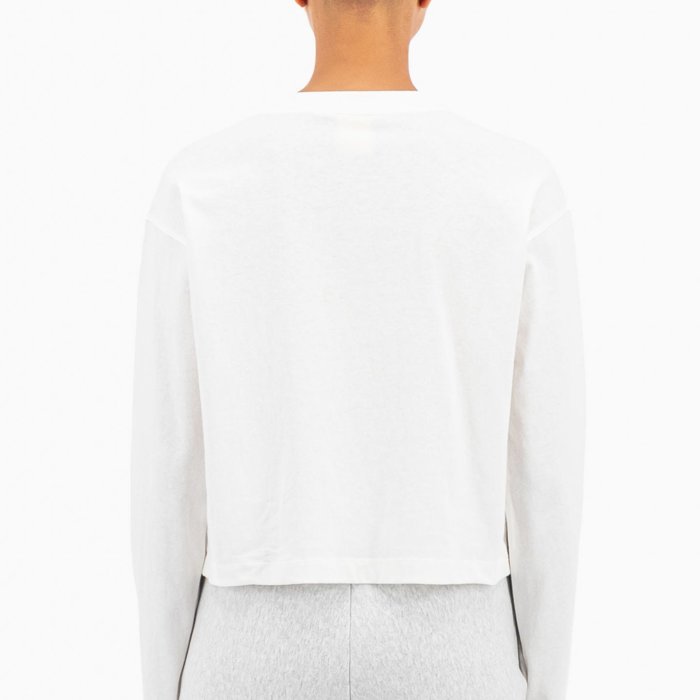 Tričko CHAMPION biele Crewneck Long Sleeve Croptop 113365 WW001 WHT