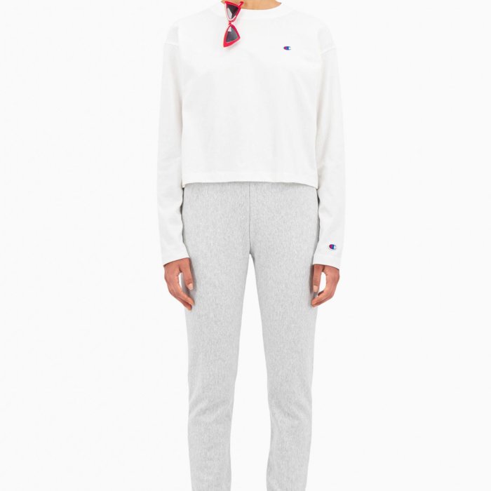 Tričko CHAMPION biele Crewneck Long Sleeve Croptop 113365 WW001 WHT