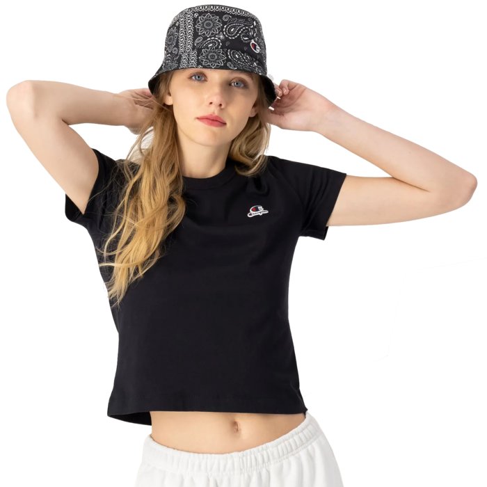 Tričko CHAMPION čierne Crewneck Croptop 114929 KK001 NBK