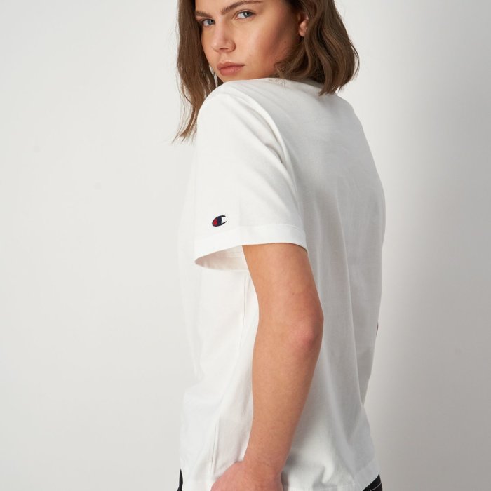 Tričko CHAMPION biele Crewneck T Shirt 117145 WW001 WHT