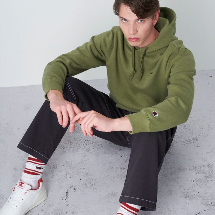 Mikina CHAMPION zelená Hooded Sweatshirt 219065 GS554 CPO