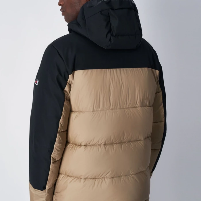 Zimná bunda CHAMPION krémovo/čierna Hooded Jacket 219190 MS066 SVK/NBK