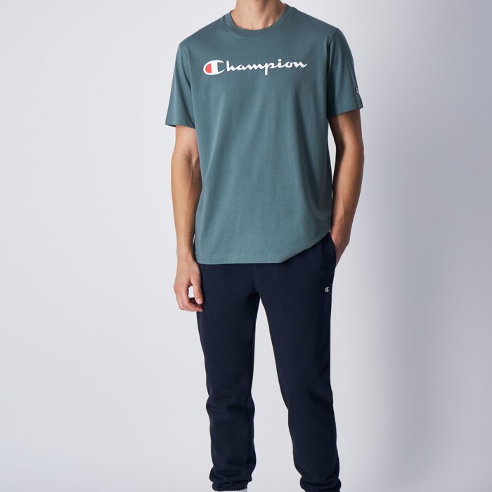 Tričko CHAMPION zelené Crewneck T Shirt 219206 GS510 BLG