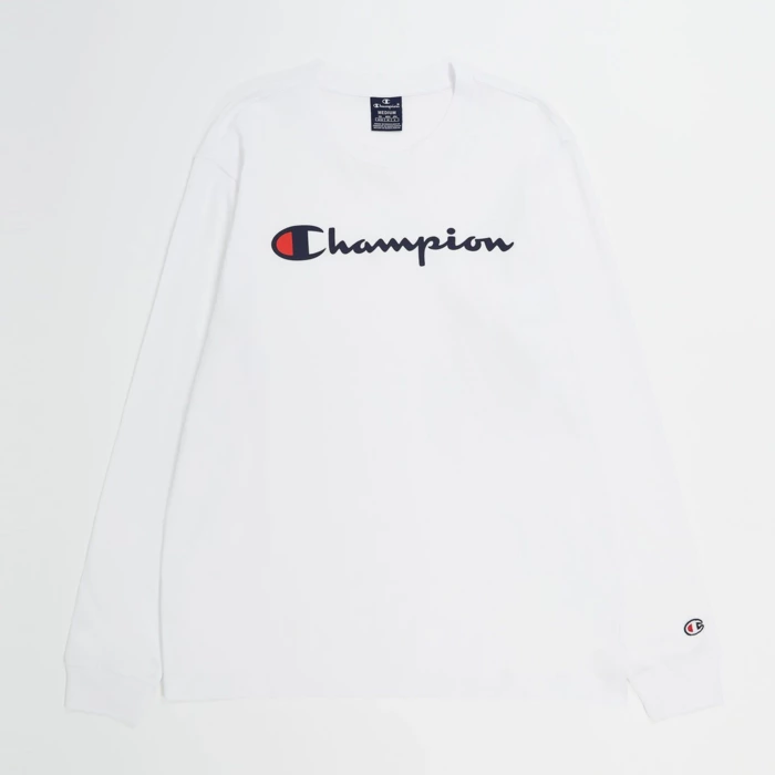 Tričko CHAMPION biele crewneck long sleeve t shirt 219207 WW001 WHT