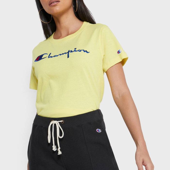 Tričko CHAMPION žlté Crewneck T Shirt 110992 YS046 ACA