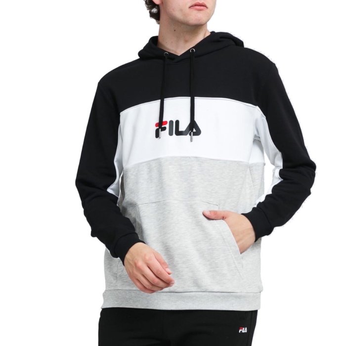 Mikina FILA čierno/bielo/sivá MEN ANALU blocked hoody 688466 A975