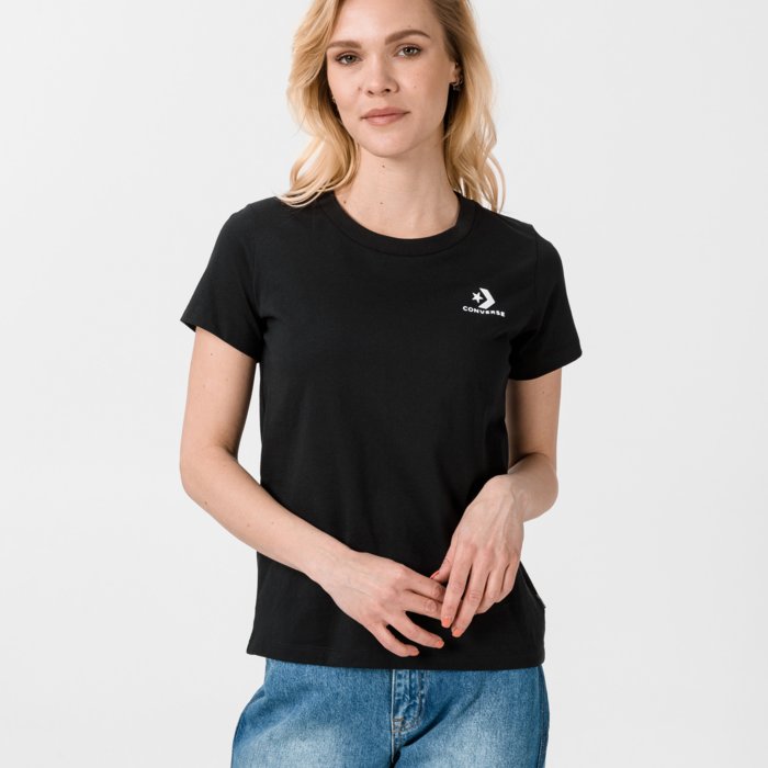 Tričko Converse čierne W STACKED LOGO LEFT CHEST TEE 10018270 A02