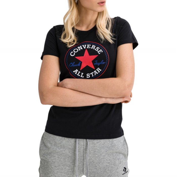 Tričko Converse čierne W CHUCK PATCH Classic Tee 10022560 A02