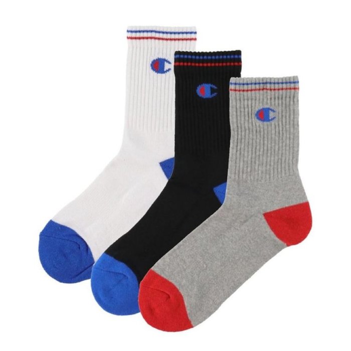 Ponožky CHAMPION farebné 3 páry CREW SOCKS U20013 KK001 NBK/WHT/OXGM