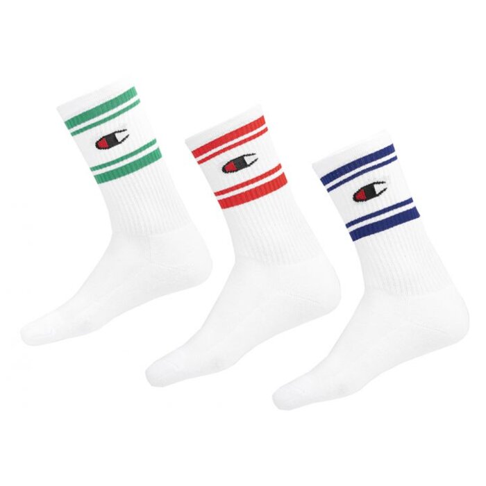 Ponožky Champion biele 3 páry 3pk Crew Socks U20081 WW001 WHT