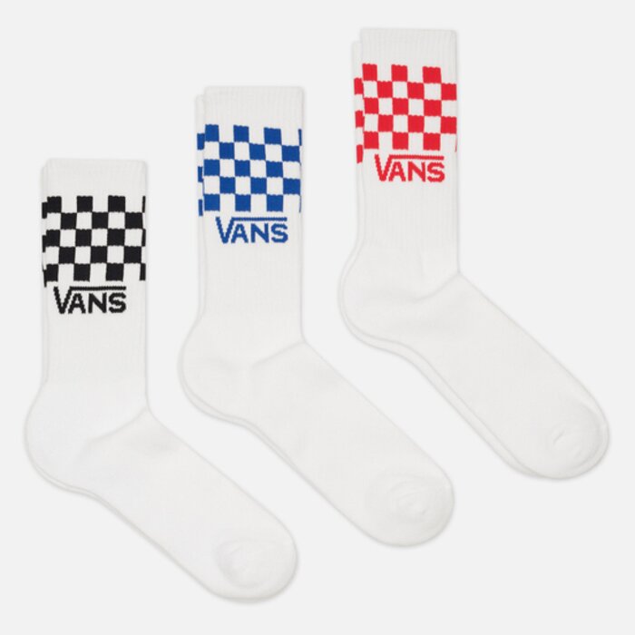 Ponožky VANS biele 3 páry Classic Check Crew VN000F0WWHT1