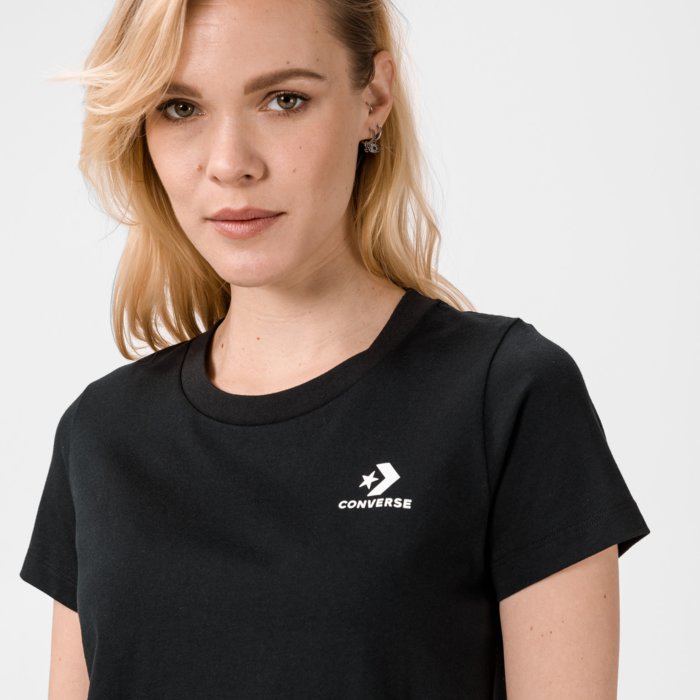 Tričko Converse čierne W STACKED LOGO LEFT CHEST TEE 10018270 A02